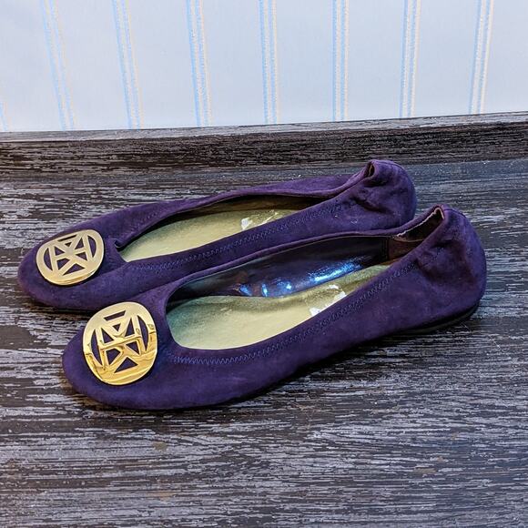 Anne Klein NWT Purple Suede Flexible Flats with Gold Accent Size 8.5 - Picture 5 of 6